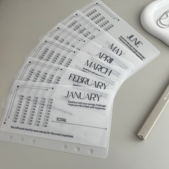 ★うさこ★ A6リフィル　savings challenge Bundle 12 Printable Savings Challenge A6 Saving Tracker A6