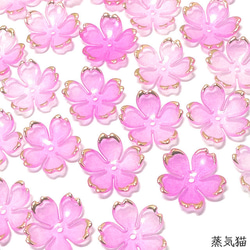 桜フラワービーズ 5弁 金縁 チェリーピンク 60個【花ピアス イヤリング