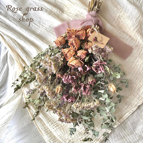 エキナセアと薔薇＊ドライフラワースワッグ スワッグ Rose grass 通販
