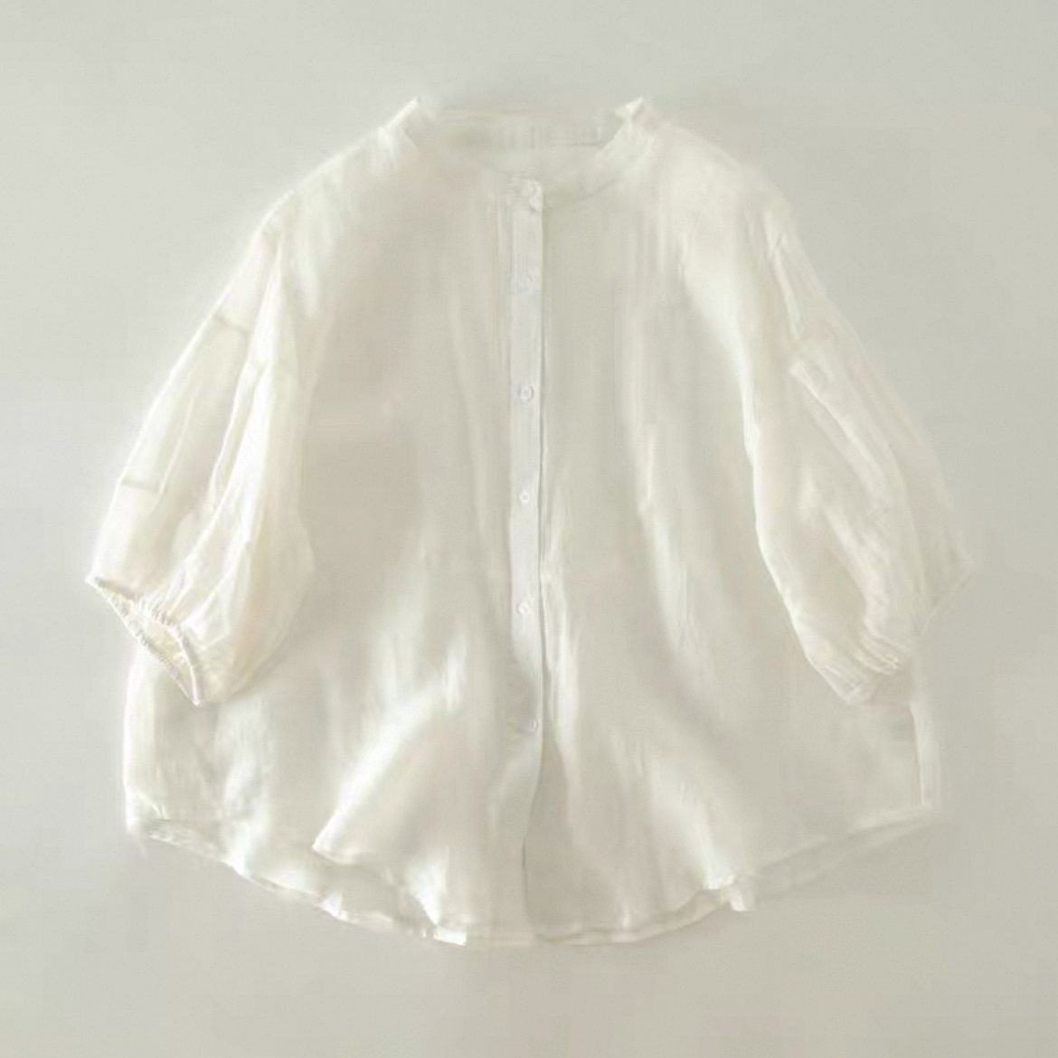 ゆったりトップス、シャツ、綿麻、無地、夏、大人、春色