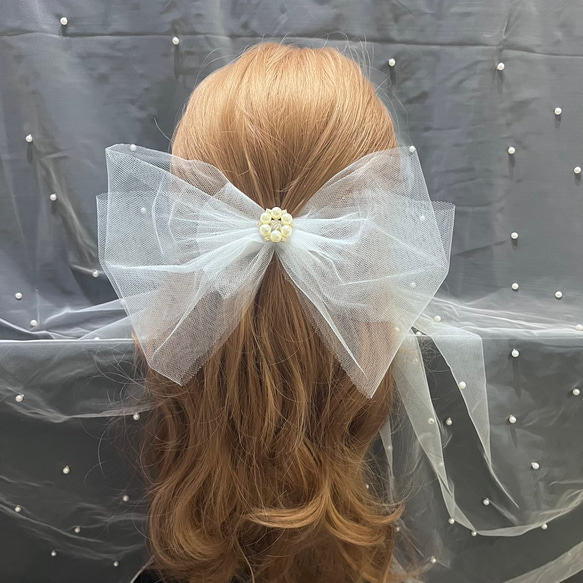hr32 髪飾り 卒業式 成人式 結婚式 入学式 発表会 チュール リボン