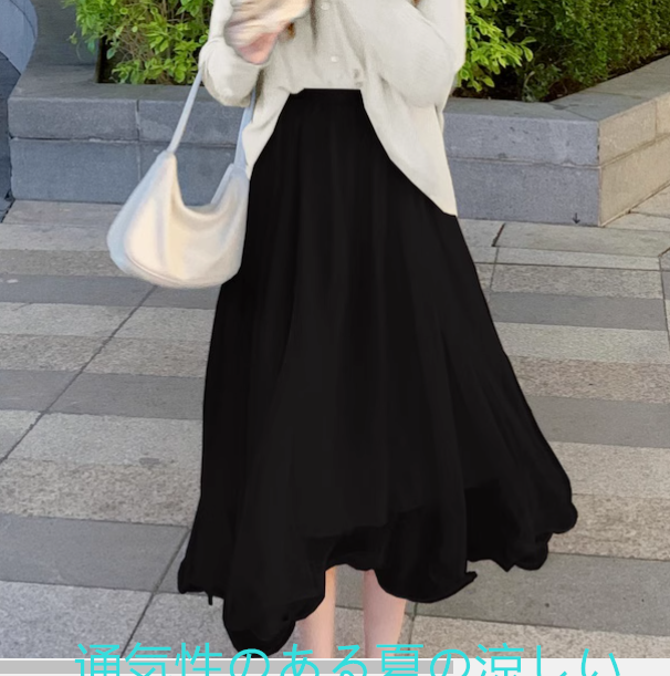 2025ハイエンドの新しいマルベリーシルクスカートミッドレングス女性夏ハイウエストAライン気質と妖精のスカート