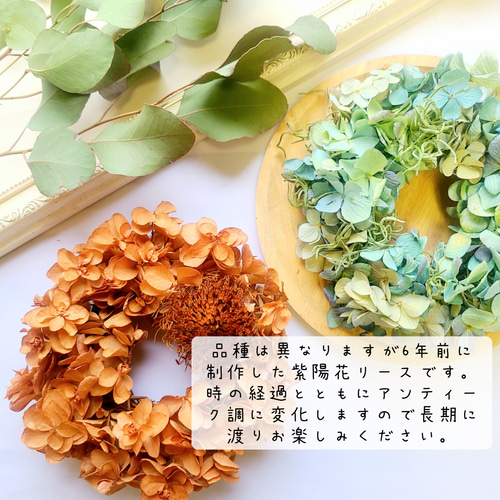 2サイズから選べる｜紫陽花だけのドライフラワーリース ナチュラル