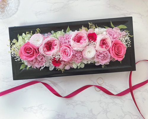 フラワーアレンジメント バラ プリザーブドフラワー 30㎝木製フレーム