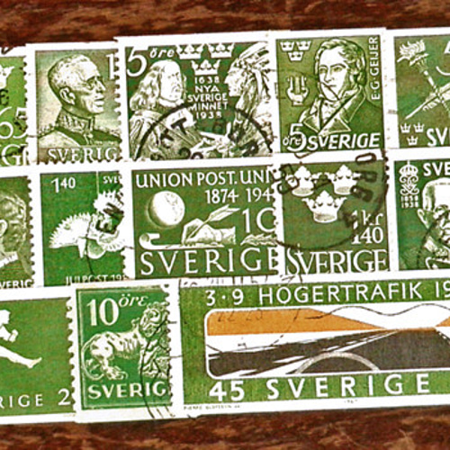Vintageスウェーデン古切手セット 13枚【Sweden】GREEN* DA-STE029 