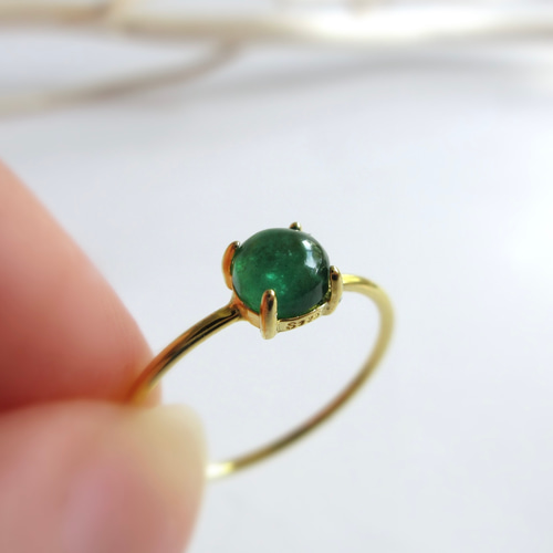 5月の誕生石】5mm「エメラルド」カボションリング【数量限定】 指輪