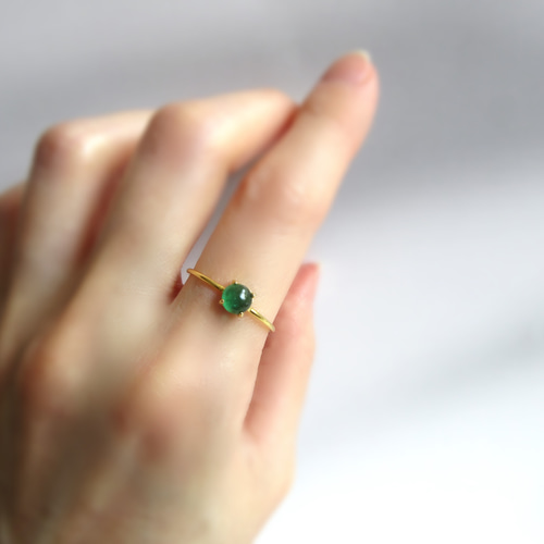 5月の誕生石】5mm「エメラルド」カボションリング【数量限定】 指輪