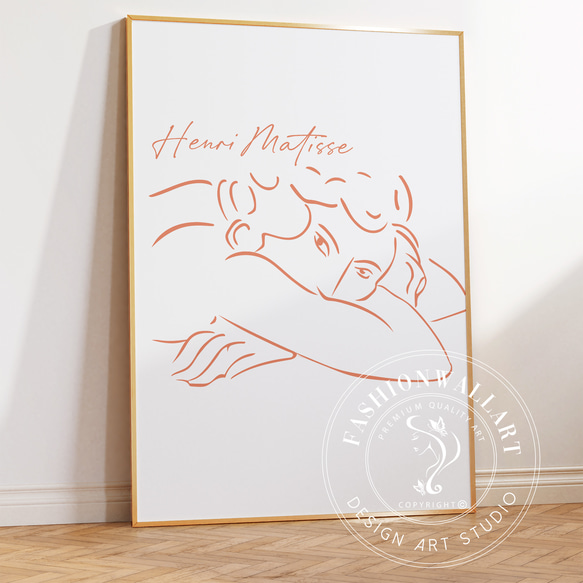 アートポスター ラインアート 女性 肖像画 マティス風 北欧風 シンプル