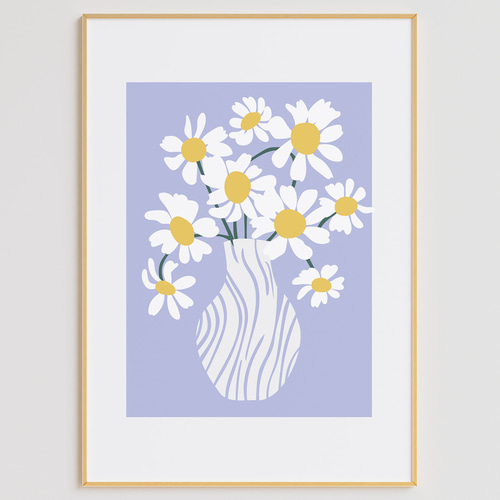 花柄アート素材 ネイビーブルーフランス人デザイン