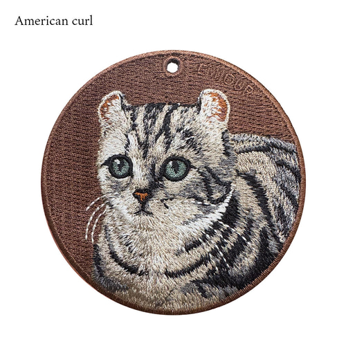 キーホルダー 刺繍 アメリカンカール アメショ ねこ キーチェーン