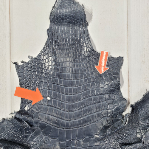 ワニ革 クロコ 半艶マット ブルーグレー No.C007624 その他素材