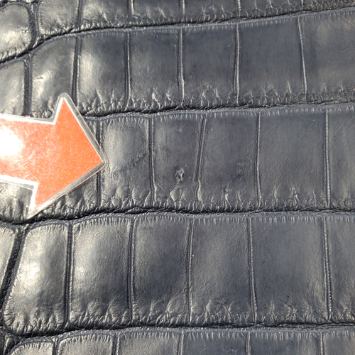 ワニ革 クロコ 半艶マット ブルーグレー No.C007625 その他素材