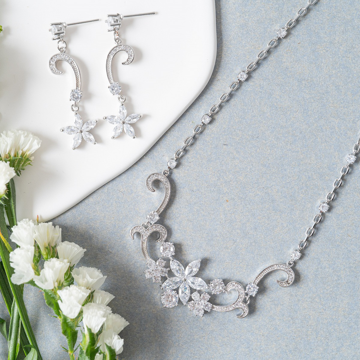 ◇送料無料◇ウェディングアクセサリーセット　ブライダル　お花　ボタニカル 110625103