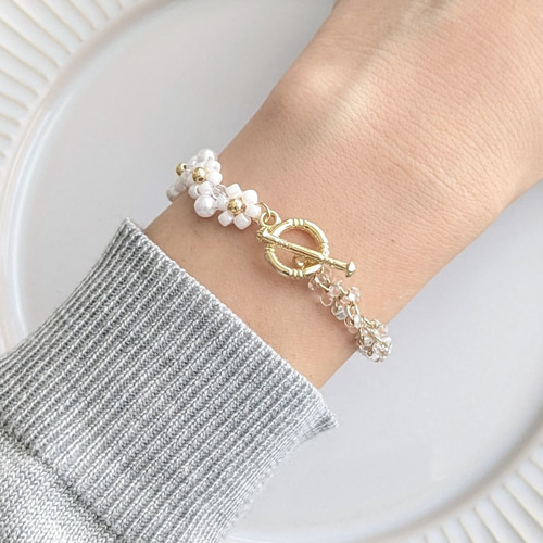 全10通り❃組み合わせ自由なアシンメトリーブレスレット ビーズ