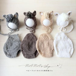 黒♪ねこ耳帽子としっぽ付きオーバーオール ニューボーンフォト