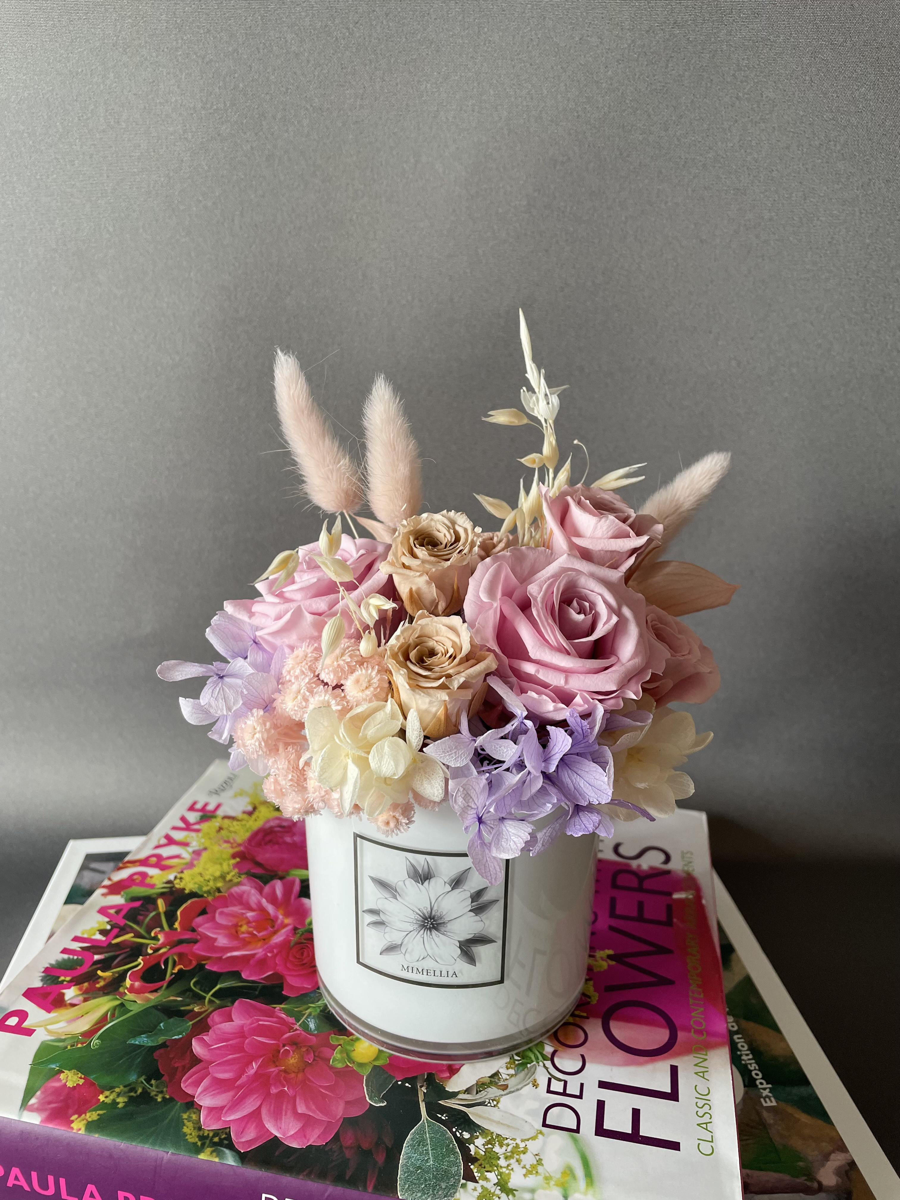 プリザーブドフラワー(ピンク＋ベージューM)