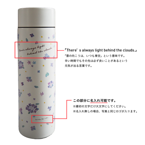 名入れ】お花の水筒／サーモスボトル・370ml (保冷保温可能)北欧／淡色