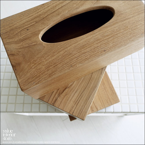 オールドチーク無垢材 ティッシュケースHolz ティッシュボックス 木製