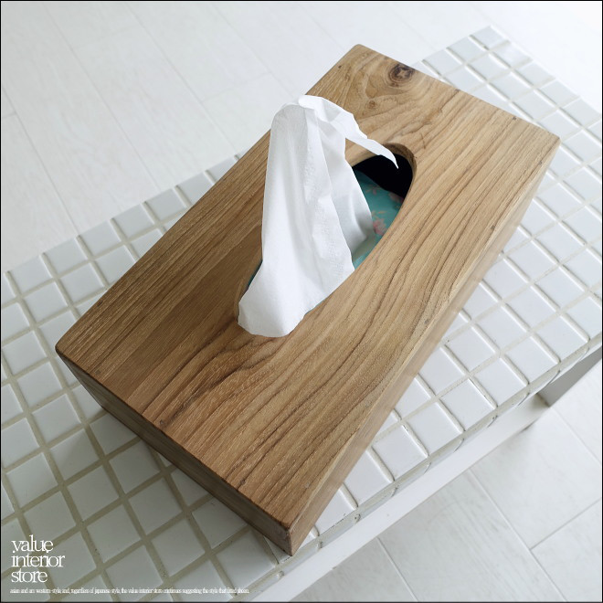 オールドチーク無垢材 ティッシュケースHolz ティッシュボックス 木製ティッシュカバー 古材インテリア ボックス対応