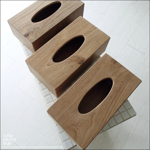 オールドチーク無垢材 ティッシュケースHolz ティッシュボックス 木製