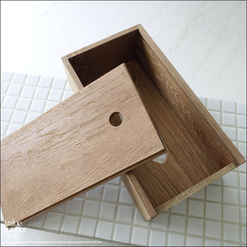 オールドチーク無垢材 ティッシュケースHolz ティッシュボックス 木製
