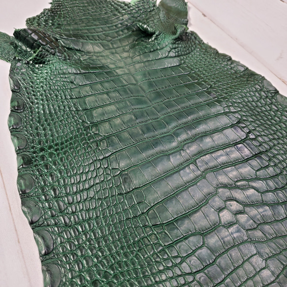 ワニ革  半艶マット  ダークキプロス No.C008352 12枚目の画像