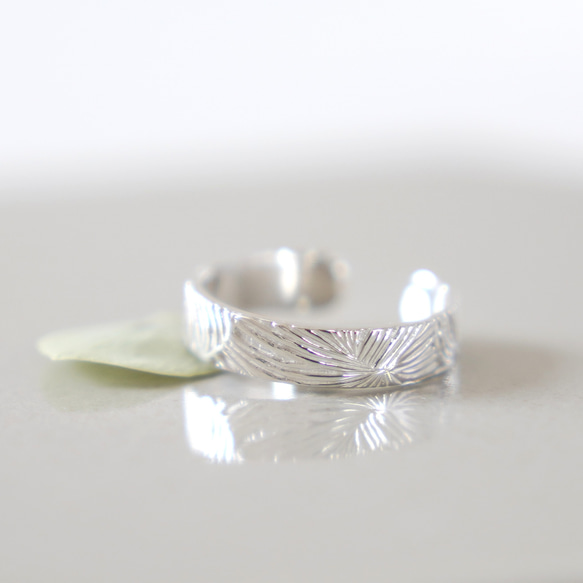 Leaf vein OPEN RING (free size)  / SV925 ≪送料無料≫ 葉っぱ 2枚目の画像