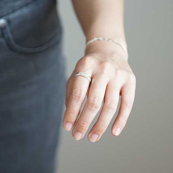 Leaf vein OPEN RING (free size)  / SV925 ≪送料無料≫ 葉っぱ 14枚目の画像