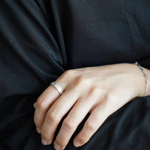 Leaf vein OPEN RING (free size)  / SV925 ≪送料無料≫ 葉っぱ 15枚目の画像