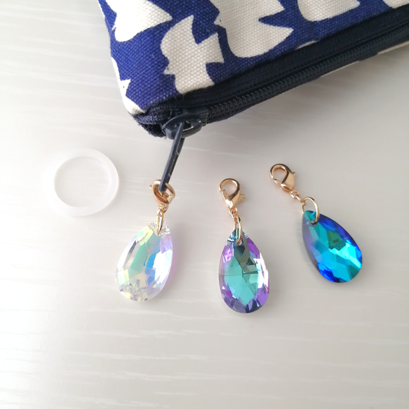 大人気【きらめく宝石雨の雫アンブレラマーカー】【キーホルダーに変更可能】　キラキラ　オーロラ　ガラス　雨　しずく　雫 7枚目の画像