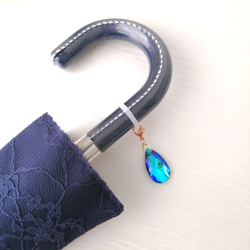 大人気【きらめく宝石雨の雫アンブレラマーカー】【キーホルダーに変更可能】　キラキラ　オーロラ　ガラス　雨　しずく　雫 6枚目の画像