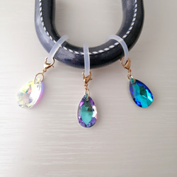 大人気【きらめく宝石雨の雫アンブレラマーカー】【キーホルダーに変更可能】　キラキラ　オーロラ　ガラス　雨　しずく　雫 2枚目の画像