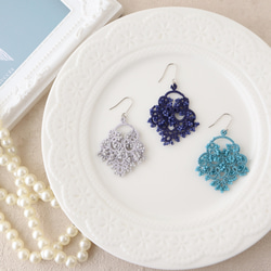 【スターターセット】タティングレースのピアス（イヤリング）２点セット 10枚目の画像