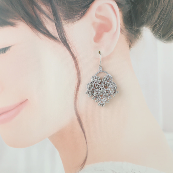 【スターターセット】タティングレースのピアス（イヤリング）２点セット 15枚目の画像