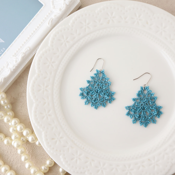 【スターターセット】タティングレースのピアス（イヤリング）２点セット 4枚目の画像