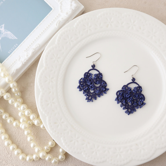 【スターターセット】タティングレースのピアス（イヤリング）２点セット 16枚目の画像