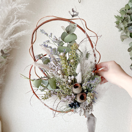 ドライフラワーのリース ユーカリ ベルガムナッツ スワッグ riisi 通販