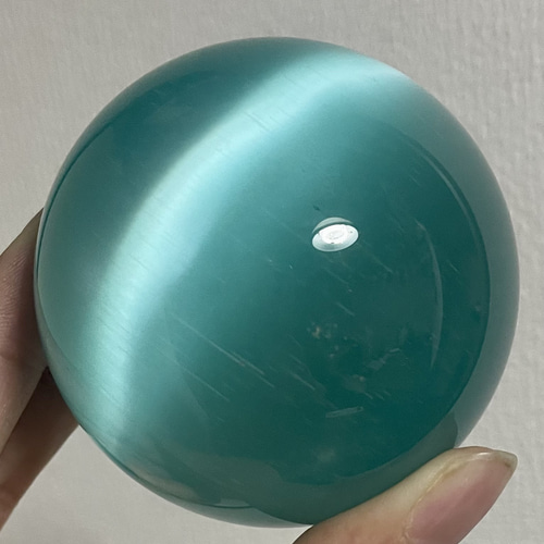 キャッツアイ 丸玉 水色 置物 猫目石 インテリア 小物