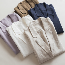 リネンジャケット　リネンスーツ　通勤ブレザージャケット　テーラード　5色　M-Lサイズ　L617 4枚目の画像