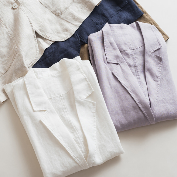 リネンジャケット　リネンスーツ　通勤ブレザージャケット　テーラード　5色　M-Lサイズ　L617 5枚目の画像