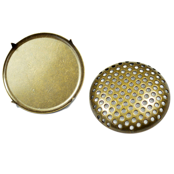 アクセサリーパーツ 金具 シャワーブローチピン 30mm 金古美 アンティークゴールド 3枚目の画像