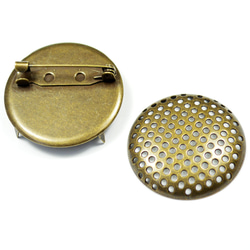 アクセサリーパーツ 金具 シャワーブローチピン 30mm 金古美 アンティークゴールド 4枚目の画像