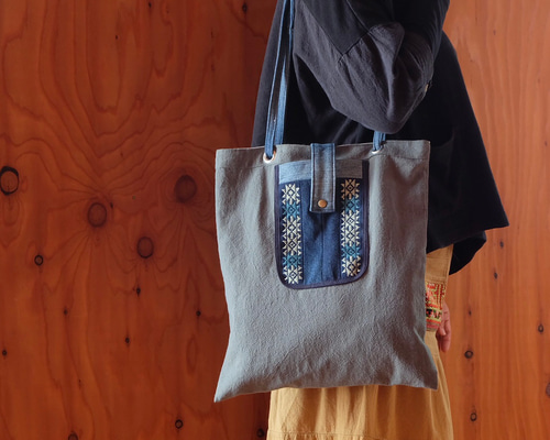 ハンドメイドバック※コットンリネン アウトレット】コットンリネンバッグ（M）｜ノベルティ・物販