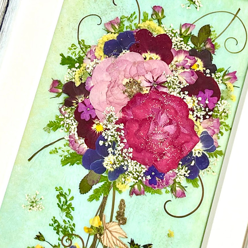 大人おしゃれなミニ薔薇トピアリー 押し花アート額 その他インテリア