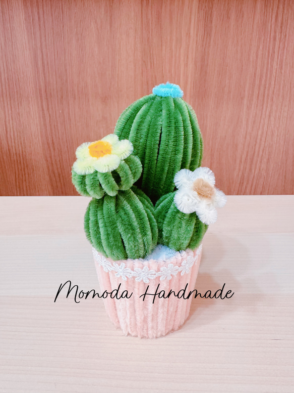 モールフラワー 可愛いサボテンの鉢植え ハンドメイド 多肉植物 アート