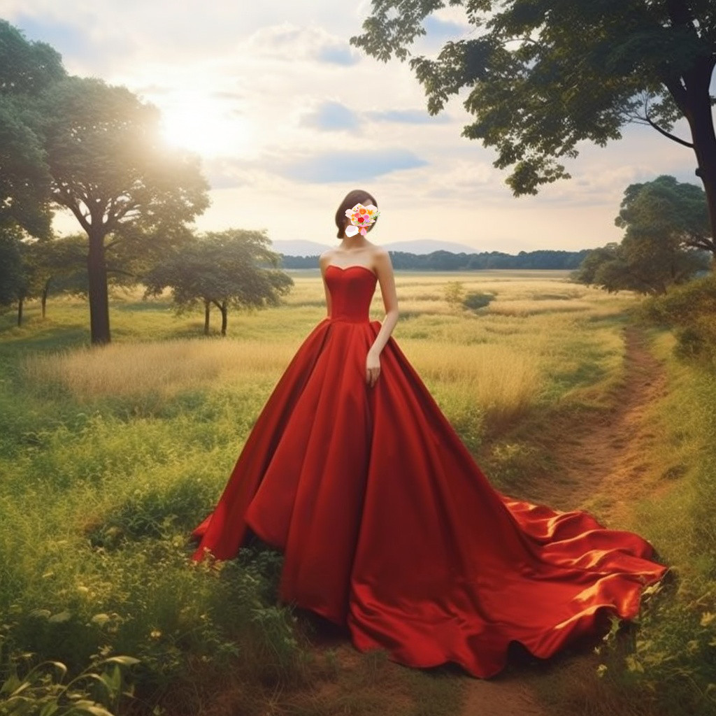 赤いサテンカラードレス  ハートカット　ミニマリズム　豪華トレーン　パーティー　結婚式　前撮り　二次会　結婚式 披露宴