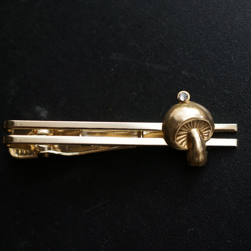 きのこ USA製真鍮 スワロフスキー ネクタイピン メール便送料無料