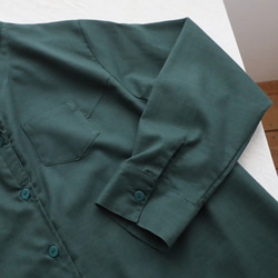 ⁂ラスト１　冬ＳＡＬＥ　上質ギマ擬麻コットン　丸襟　ロング　シャツ　背中ダーツ　ゆったり　着丈長めダークグリーンR14A 13枚目の画像