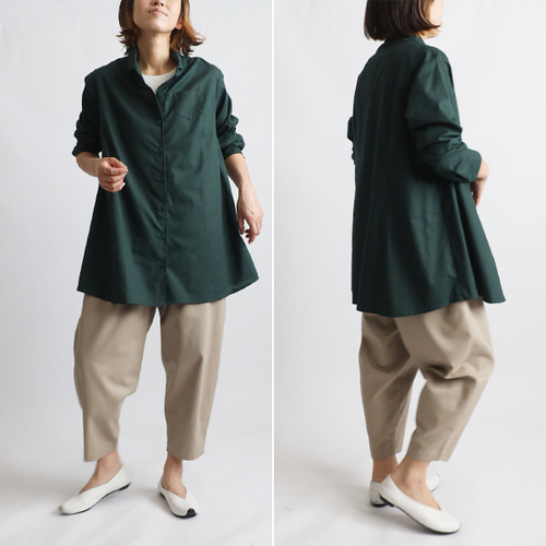 夏SALE 上質ギマ擬麻コットン 丸襟 シャツ ジャケット 背中