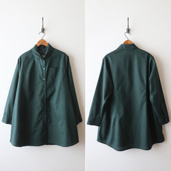 ⁂ラスト１　冬ＳＡＬＥ　上質ギマ擬麻コットン　丸襟　ロング　シャツ　背中ダーツ　ゆったり　着丈長めダークグリーンR14A 10枚目の画像